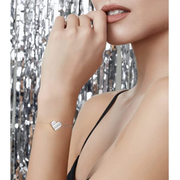 Stainless Steel Adjustable Bracelet with Cubic Zirconia - Picture 3 of 3